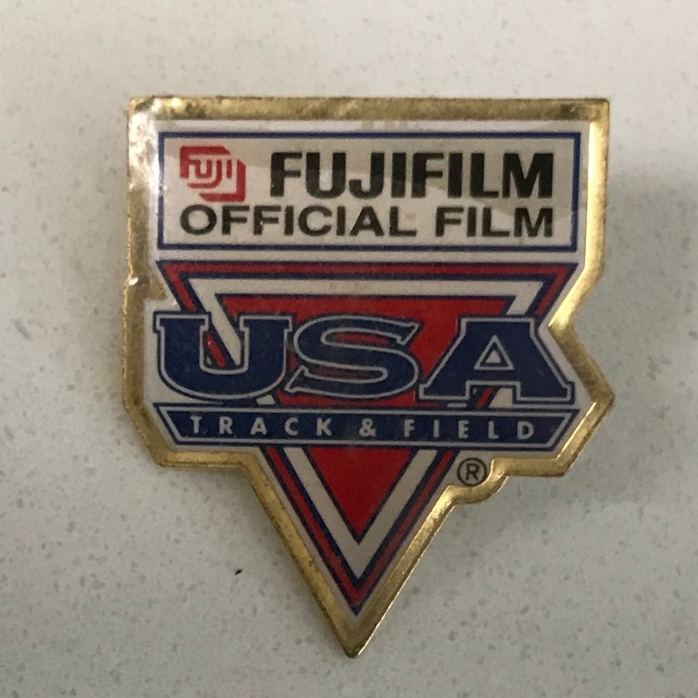 Vintage FujiFilm USA Track and Field Olympic Lapel Hat Pin